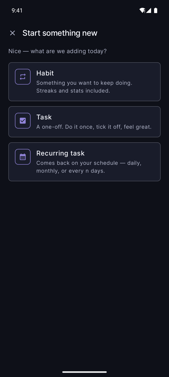 Choosing between a habit, a task or a recurring task